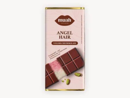 Angel Hair Milk Chocolate with Pomegranate & Vanilla Flavored Cotton Candy and Pistachio Cream – 200g
